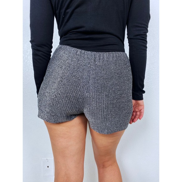 vintage 70s SILVER SPARKLY disco SHORTS Md/28 lurex party glam pants high waist - Picture 10 of 10